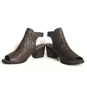 Baretraps Brown Open Toe Bootie with Block Heel